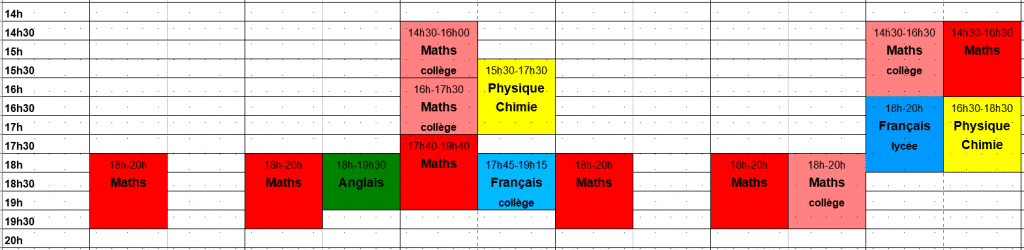 planning-hebdomadaire des cours