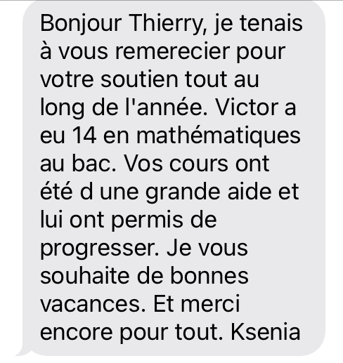 Vos cours ont été d'une grande aide